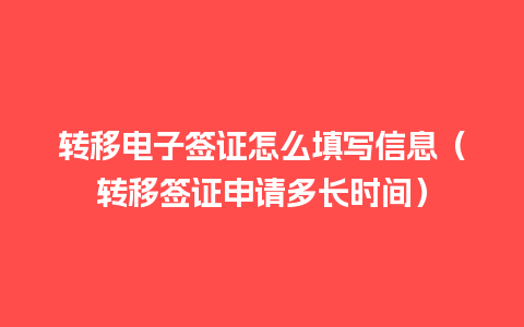 转移电子签证怎么填写信息（转移签证申请多长时间）