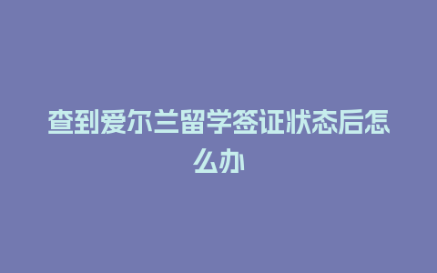 查到爱尔兰留学签证状态后怎么办