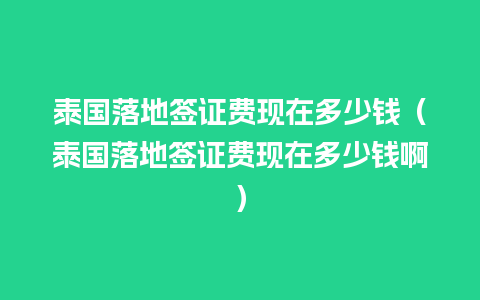 泰国落地签证费现在多少钱（泰国落地签证费现在多少钱啊）