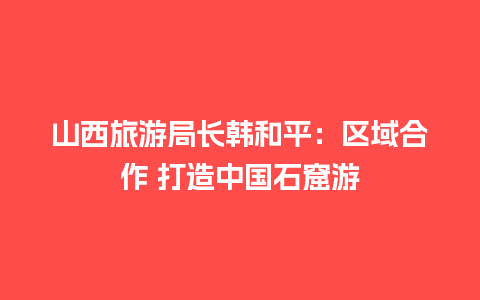 山西旅游局长韩和平：区域合作 打造中国石窟游