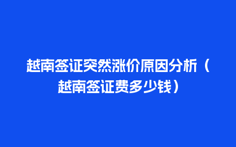 越南签证突然涨价原因分析（越南签证费多少钱）