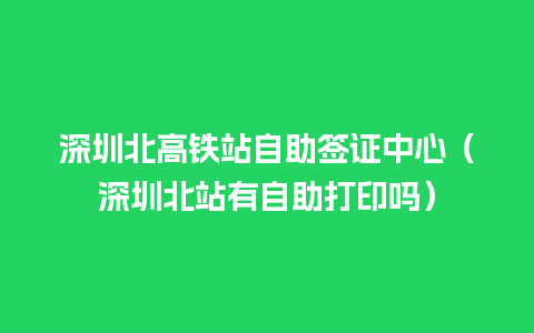 深圳北高铁站自助签证中心（深圳北站有自助打印吗）