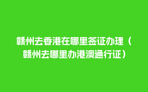 赣州去香港在哪里签证办理（赣州去哪里办港澳通行证）