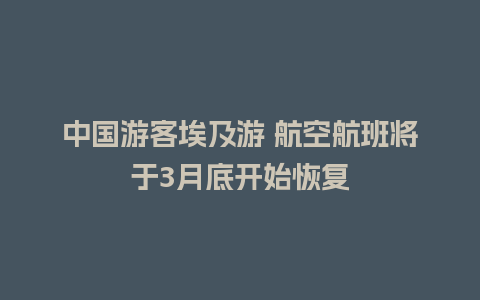 中国游客埃及游 航空航班将于3月底开始恢复