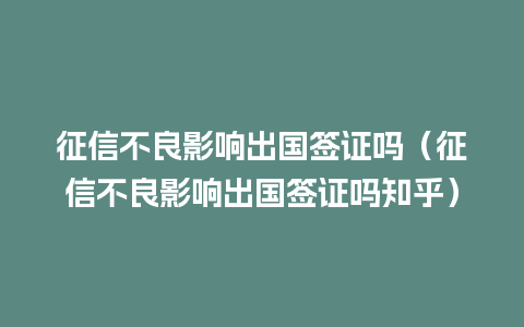 征信不良影响出国签证吗（征信不良影响出国签证吗知乎）