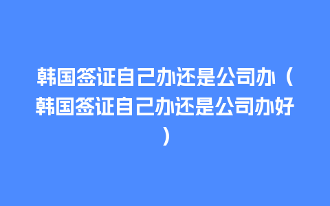 韩国签证自己办还是公司办（韩国签证自己办还是公司办好）