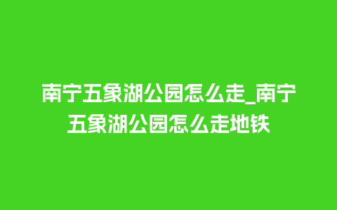 南宁五象湖公园怎么走_南宁五象湖公园怎么走地铁