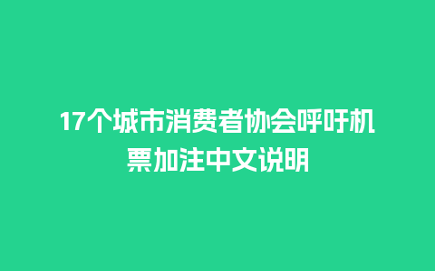 17个城市消费者协会呼吁机票加注中文说明