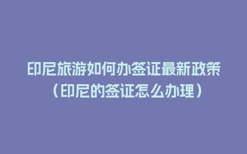 印尼旅游如何办签证最新政策（印尼的签证怎么办理）