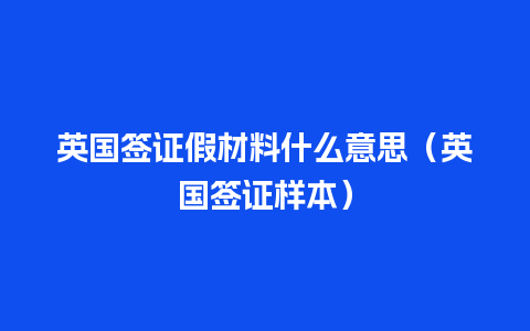 英国签证假材料什么意思（英国签证样本）