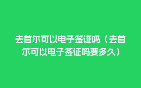 去首尔可以电子签证吗（去首尔可以电子签证吗要多久）