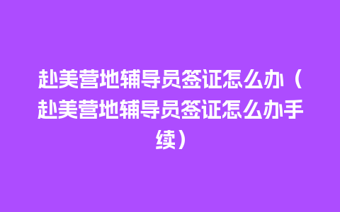 赴美营地辅导员签证怎么办（赴美营地辅导员签证怎么办手续）