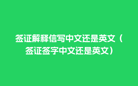 签证解释信写中文还是英文（签证签字中文还是英文）