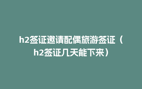 h2签证邀请配偶旅游签证（h2签证几天能下来）