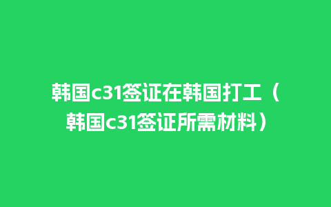 韩国c31签证在韩国打工（韩国c31签证所需材料）