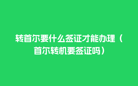 转首尔要什么签证才能办理（首尔转机要签证吗）