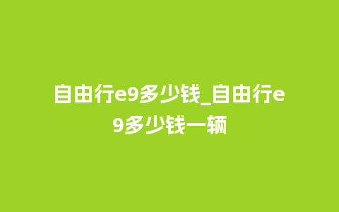 自由行e9多少钱_自由行e9多少钱一辆