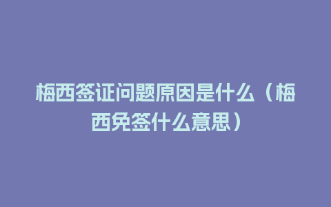 梅西签证问题原因是什么（梅西免签什么意思）