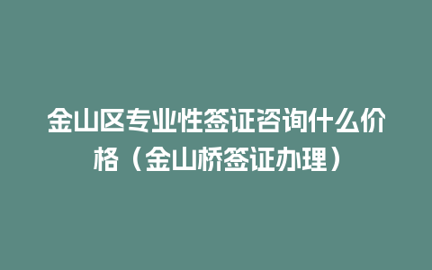 金山区专业性签证咨询什么价格（金山桥签证办理）