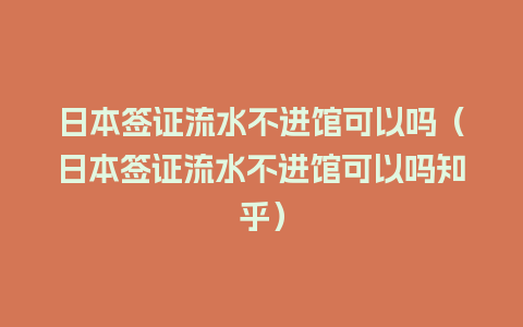 日本签证流水不进馆可以吗（日本签证流水不进馆可以吗知乎）