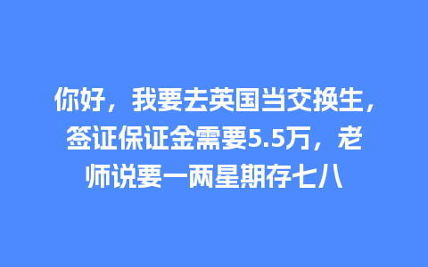 你好，我要去英国当交换生，签证保证金需要5.5万，老师说要一两星期存七八