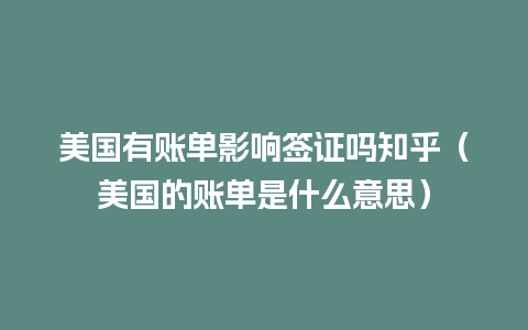 美国有账单影响签证吗知乎（美国的账单是什么意思）