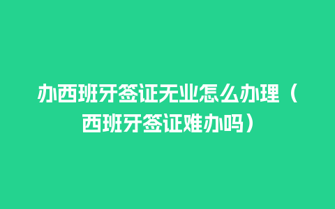 办西班牙签证无业怎么办理（西班牙签证难办吗）