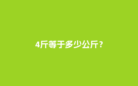 4斤等于多少公斤？