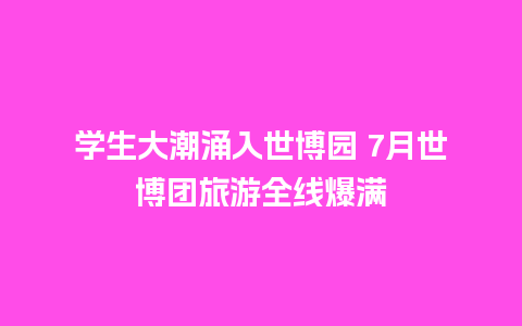 学生大潮涌入世博园 7月世博团旅游全线爆满