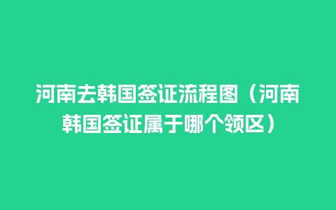 河南去韩国签证流程图（河南韩国签证属于哪个领区）