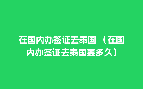 在国内办签证去泰国 （在国内办签证去泰国要多久）