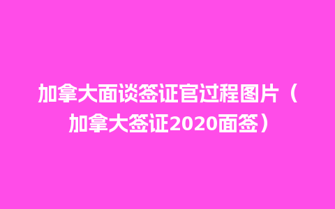 加拿大面谈签证官过程图片（加拿大签证2020面签）