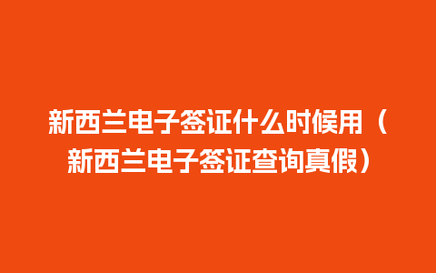 新西兰电子签证什么时候用（新西兰电子签证查询真假）