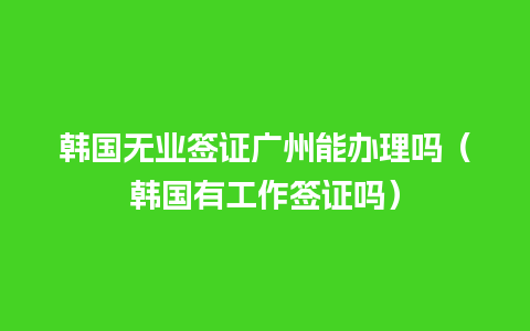 韩国无业签证广州能办理吗（韩国有工作签证吗）