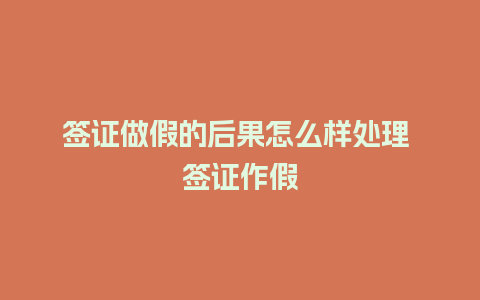 签证做假的后果怎么样处理 签证作假