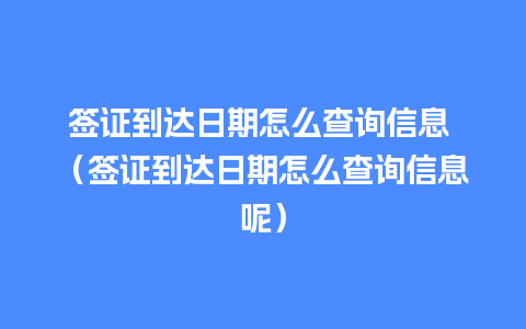 签证到达日期怎么查询信息 （签证到达日期怎么查询信息呢）