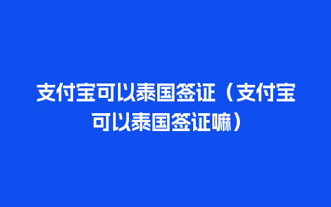 支付宝可以泰国签证（支付宝可以泰国签证嘛）