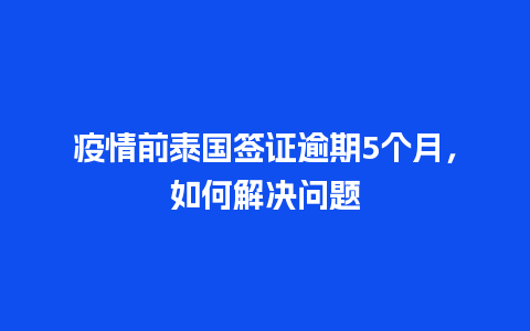 疫情前泰国签证逾期5个月，如何解决问题