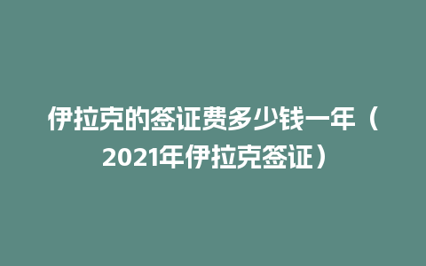 伊拉克的签证费多少钱一年（2021年伊拉克签证）