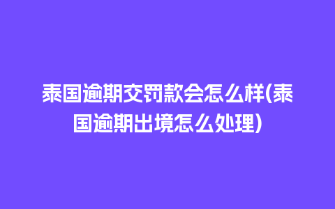 泰国逾期交罚款会怎么样(泰国逾期出境怎么处理)