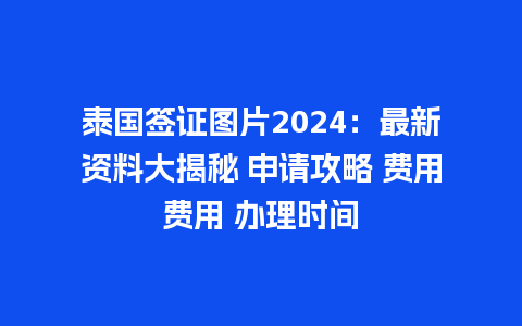 泰国签证图片2024：最新资料大揭秘 申请攻略 费用费用 办理时间