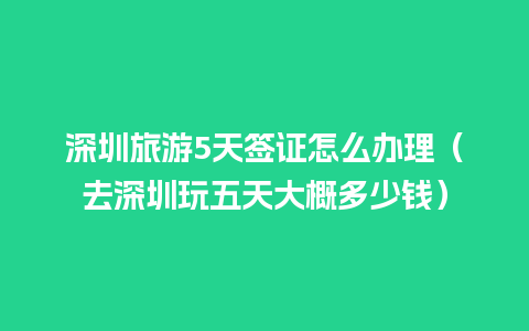 深圳旅游5天签证怎么办理（去深圳玩五天大概多少钱）