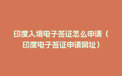 印度入境电子签证怎么申请（印度电子签证申请网址）