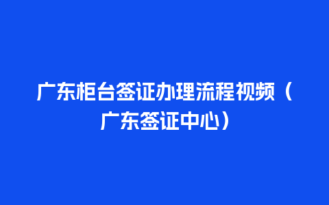 广东柜台签证办理流程视频（广东签证中心）