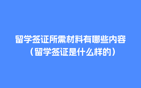 留学签证所需材料有哪些内容（留学签证是什么样的）