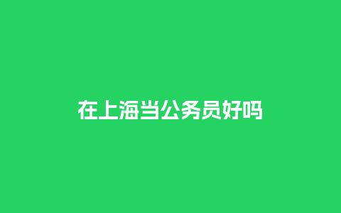 在上海当公务员好吗