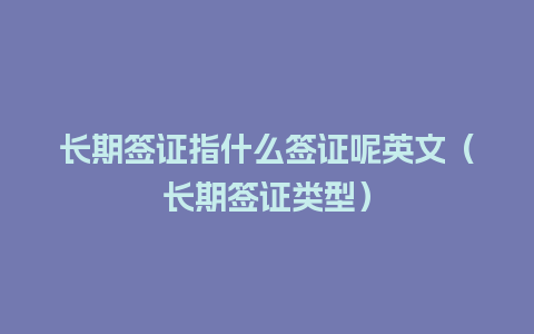 长期签证指什么签证呢英文（长期签证类型）