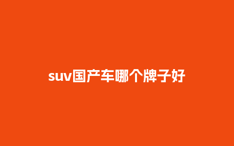 suv国产车哪个牌子好