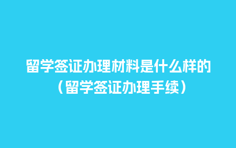 留学签证办理材料是什么样的（留学签证办理手续）