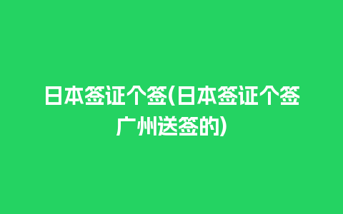 日本签证个签(日本签证个签广州送签的)